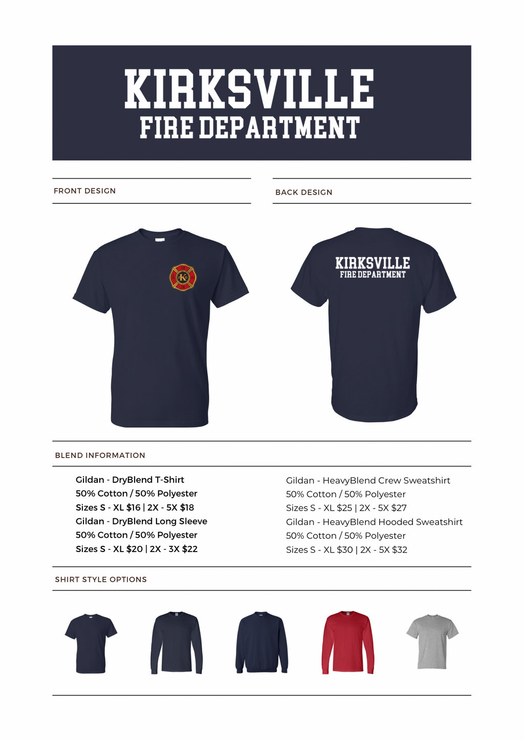 Custom Listing KVFD Tee - Station (Navy or Gray)