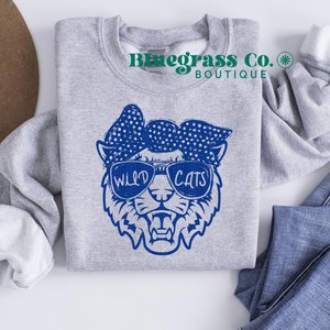 Wildcats Bow Tee - Heather Gray ADULT