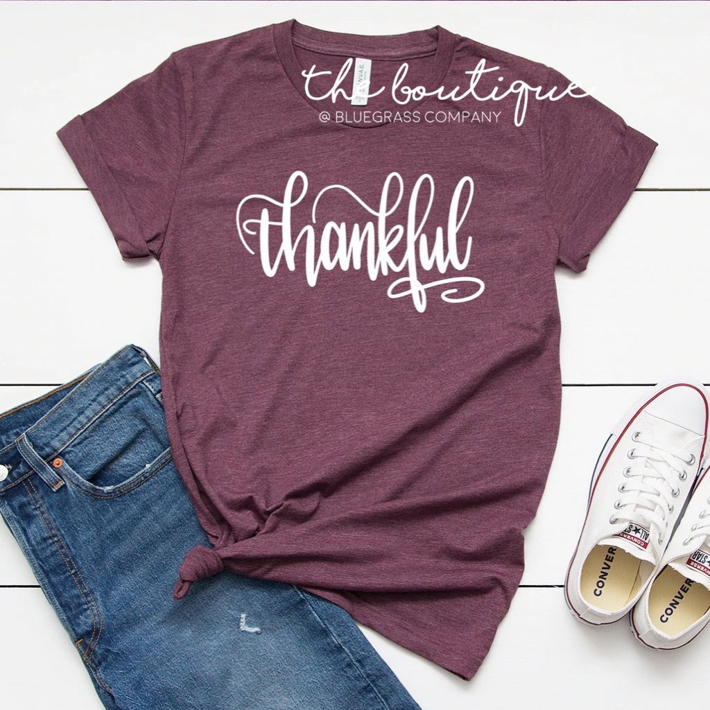 Thankful Tee - Heather Maroon
