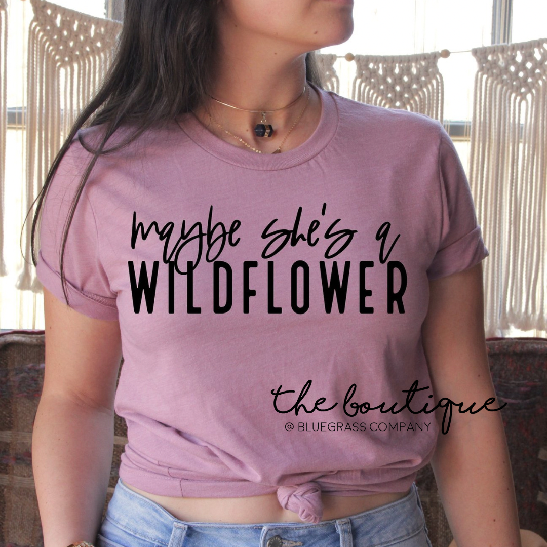Maybe She’s a Wildflower Tee - Heather Orchid