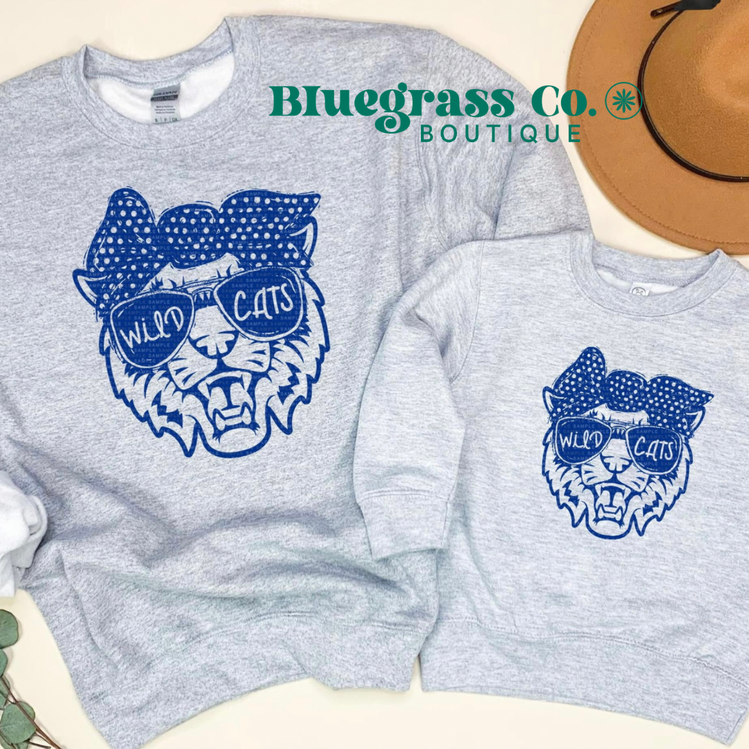 Wildcats Bow Tee - Heather Gray ADULT