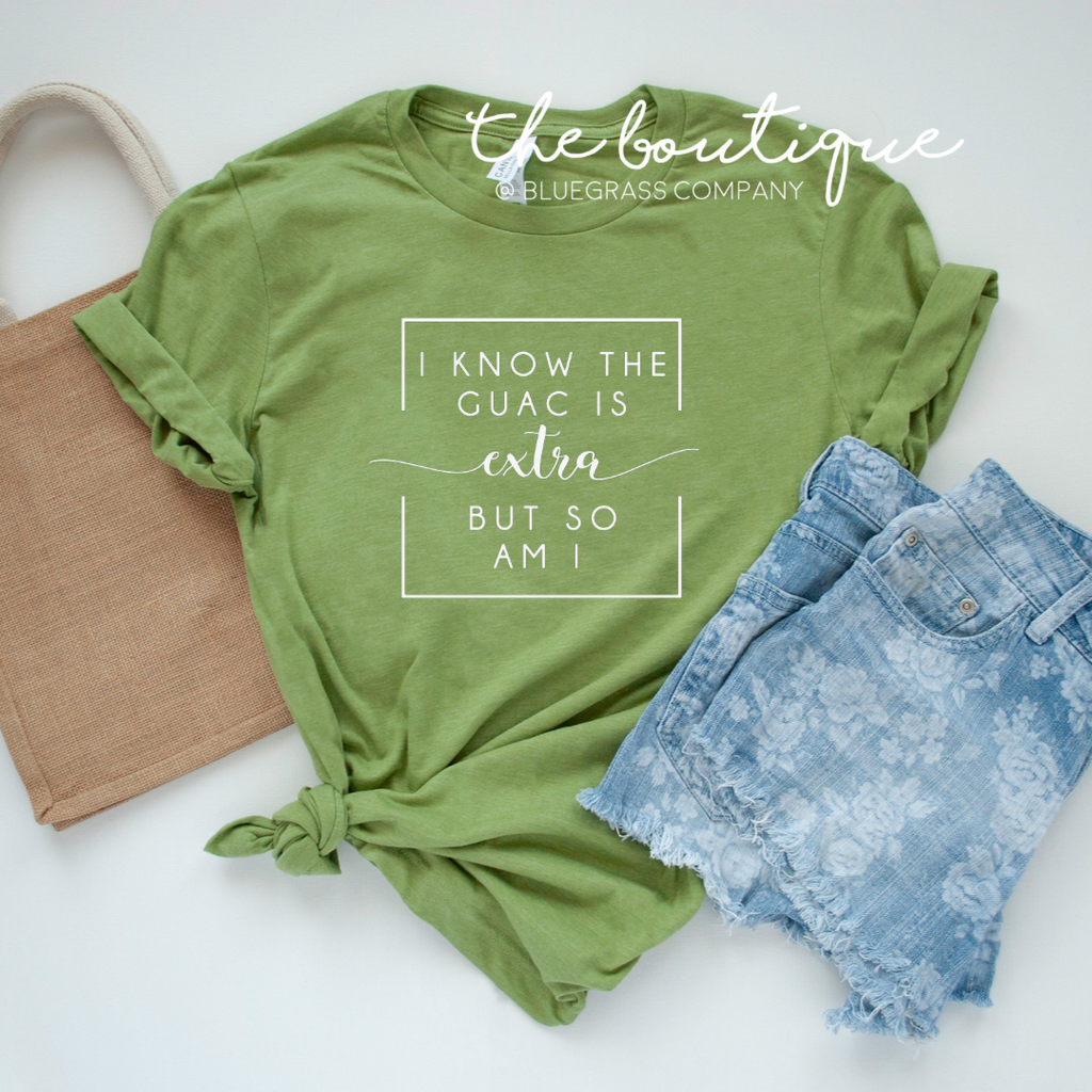 I Know the Guac is Extra Tee - Heather Bright Green