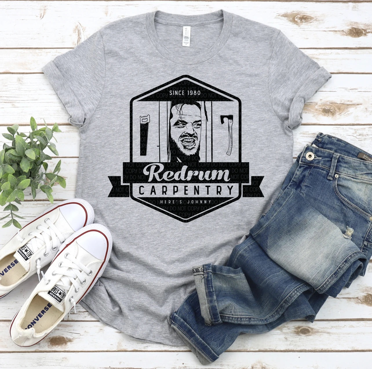 Redrum Carpentry Halloween Tee - Heather Gray