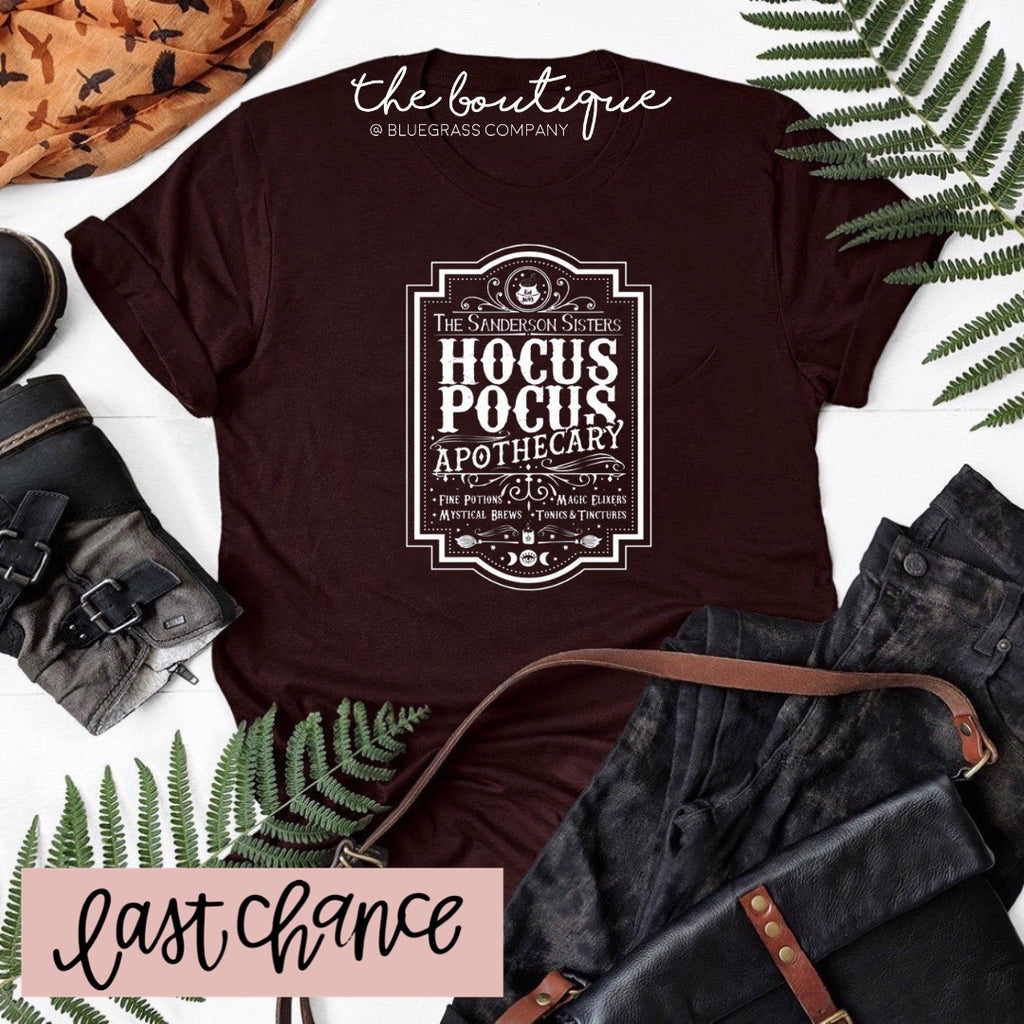 Hocus Pocus Apothecary Tee - Deep Oxblood Black