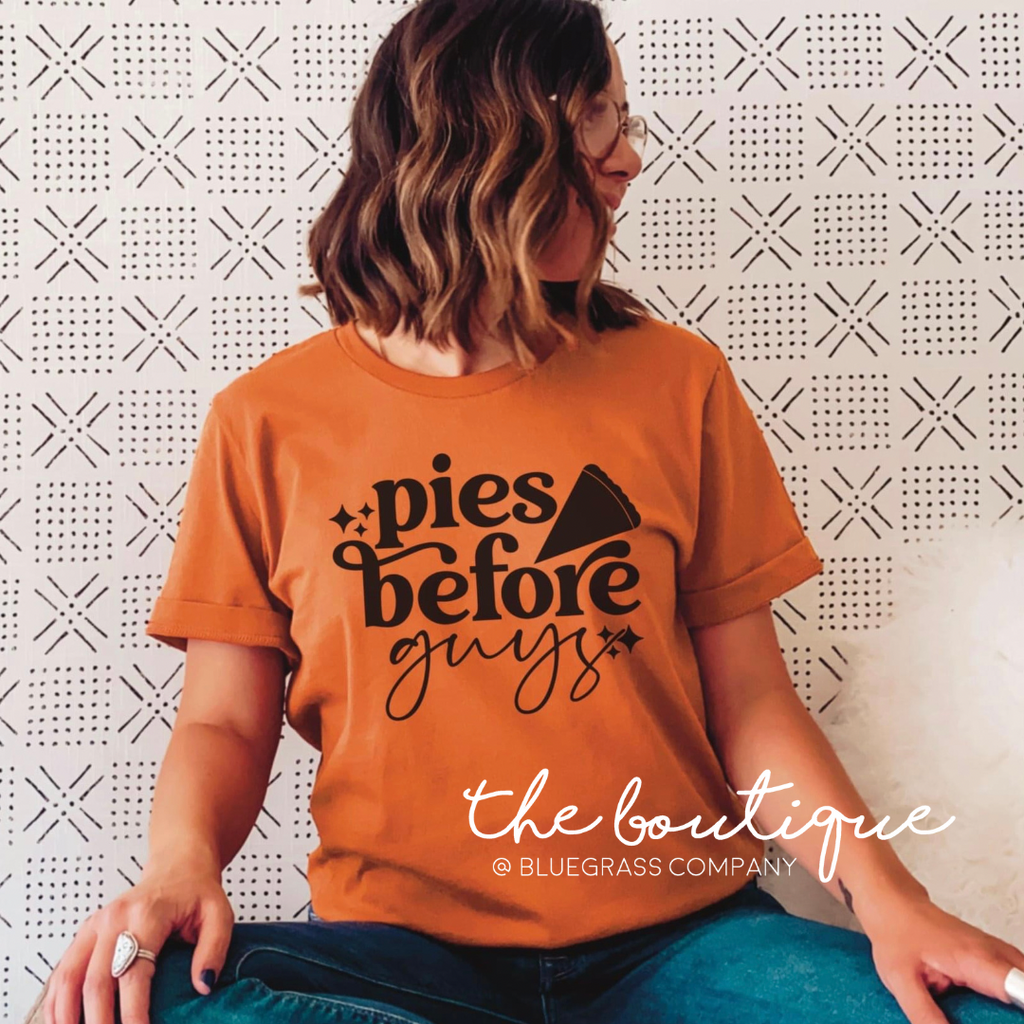 Pies Before Guys Tee - Heather Burnt Orange