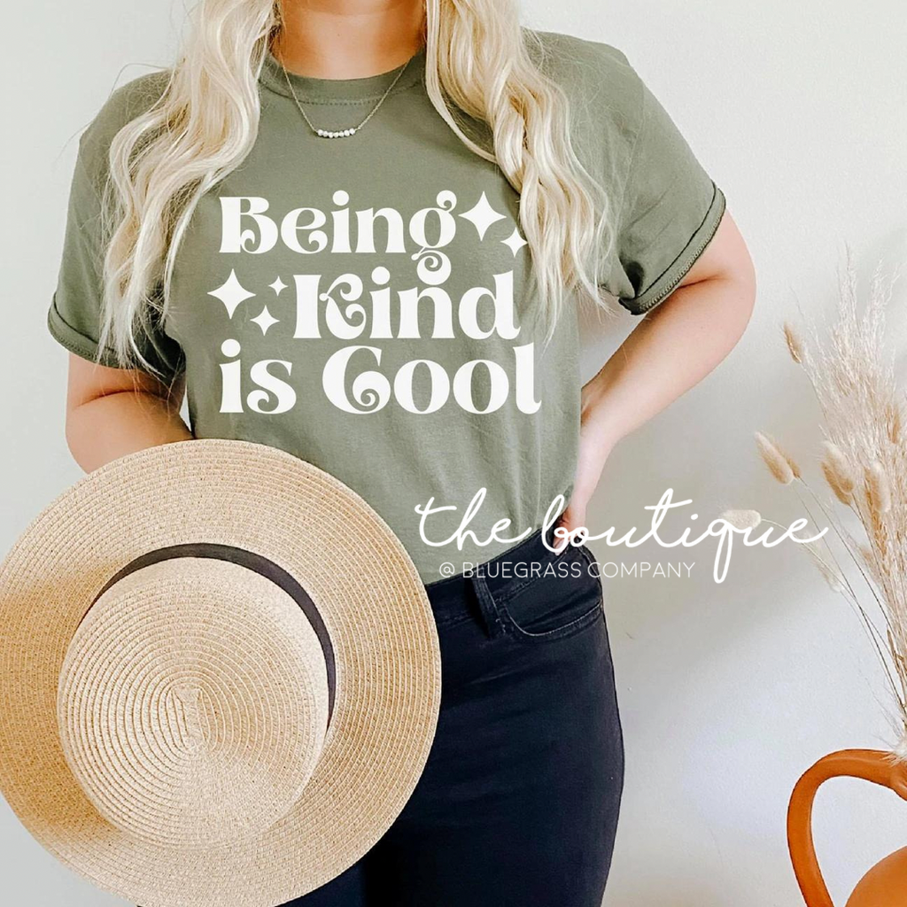 Being Kind is Cool Tee - Heather Olive